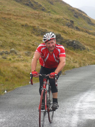 Mick at the top of Hardknott